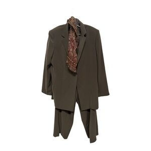 Vintage Kasper Women's Brown Pants Suit with Scarf NWT Plus Size 18